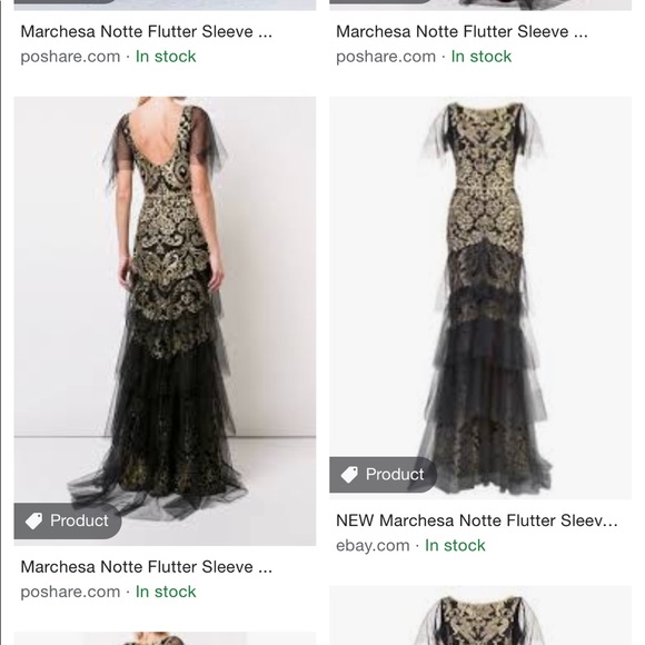 NWT Marchesa Notte Fluttersleeve gown sz14 - Picture 3 of 8